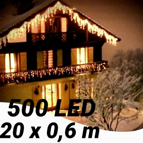 LED svetelné cencúle, 20x0,6m,  WW 